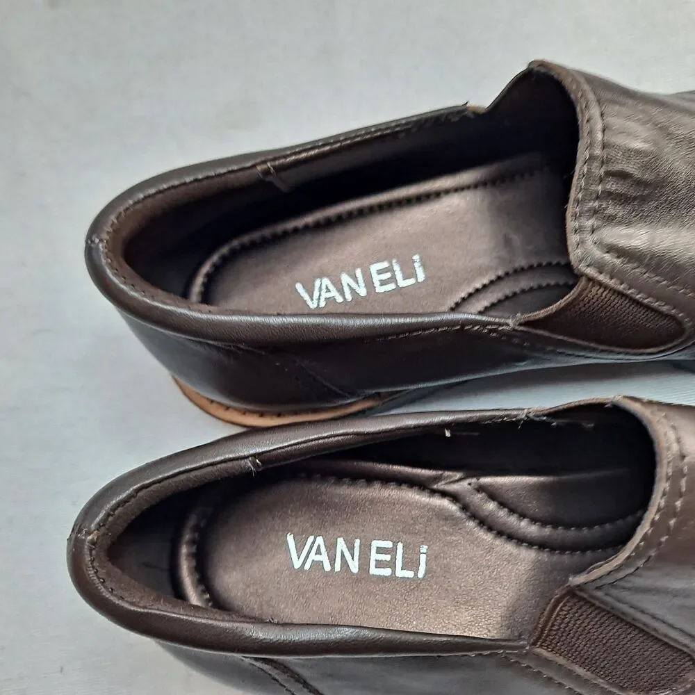 Vaneli T. Morro Napa Jacy Loafers Women's Sz 8N Brown Leather Braided
